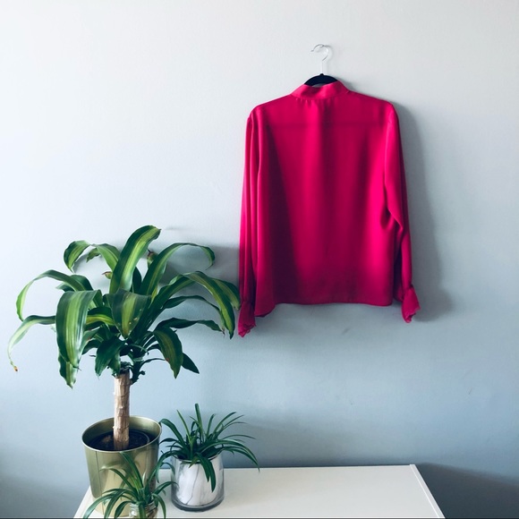 Vintage Magenta Button Down with Lace Detail - Picture 2 of 8